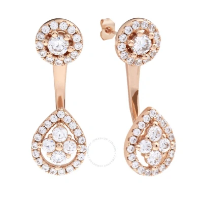 Elegant Confetti Women's 18k Rose Gold Plated Cz Simulated Diamond Ear Jacket Earring In Rose Gold-tone