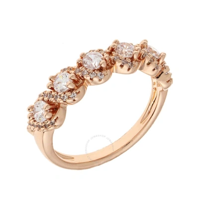 Elegant Confetti Women's 18k Rose Gold Plated Cz Simulated Diamond Half Eternity Ring Size 6 In Rose Gold-tone