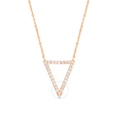 Elegant Confetti Women's 18k Rose Gold Plated Cz Simulated Diamond Open Triangle Pendant Necklace
