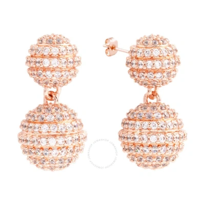 Elegant Confetti Women's 18k Rose Gold Plated Cz Simulated Diamond Pave Ball Drop Statement Earrings