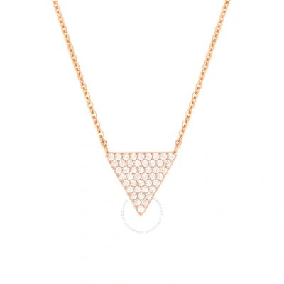 Elegant Confetti Women's 18k Rose Gold Plated Cz Simulated Diamond Pave Triangle Pendant Necklace In Rose Gold-tone