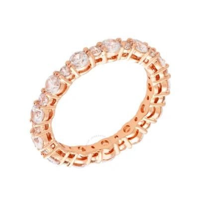 Elegant Confetti Women's 18k Rose Gold Plated Cz Simulated Diamond Stackable Eternity Ring Size 5