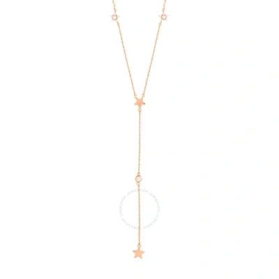 Elegant Confetti Women's 18k Rose Gold Plated Cz Simulated Diamond Star Drop Necklace In Rose Gold-tone