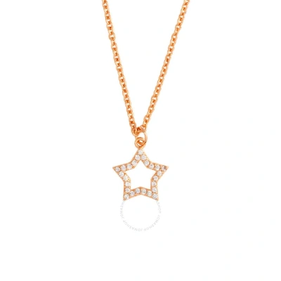 Elegant Confetti Women's 18k Rose Gold Plated Cz Simulated Diamond Star Pendant Necklace In Rose Gold-tone