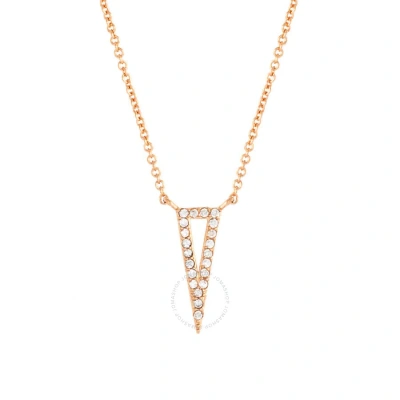 Elegant Confetti Women's 18k Rose Gold Plated Cz Simulated Diamond Triangle Pendant Necklace In Rose Gold-tone