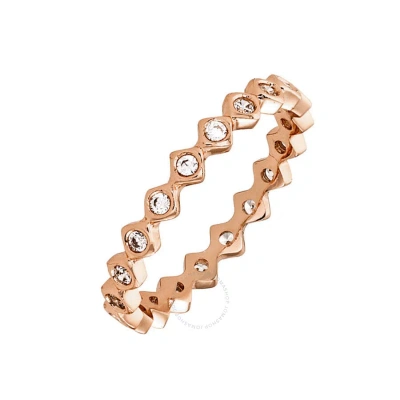 Elegant Confetti Women's 18k Rose Gold Plated Cz Simulated Diamond Zig Zag Stackable Ring Size 5 In Rose Gold-tone