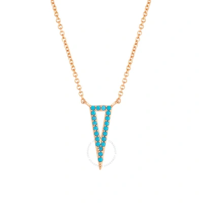 Elegant Confetti Women's 18k Rose Gold Plated Simulated Turquoise Triangle Pendant Necklace In Rose Gold-tone