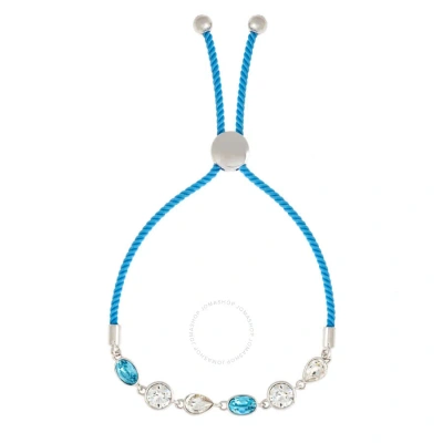 Elegant Confetti Women's 18k White Gold Plated Blue And White Swarovski Crystal Adjustable Bolo Blue