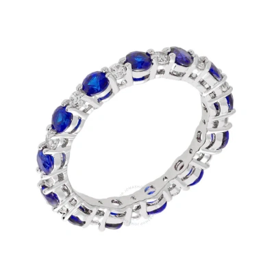 Elegant Confetti Women's 18k White Gold Plated Blue Cz Simulated Diamond Stackable Eternity Ring Siz