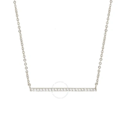 Elegant Confetti Women's 18k White Gold Plated Cz Simulated Diamond Bar Necklace