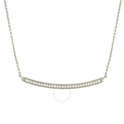 Elegant Confetti Women's 18k White Gold Plated Cz Simulated Diamond Curved Bar Necklace
