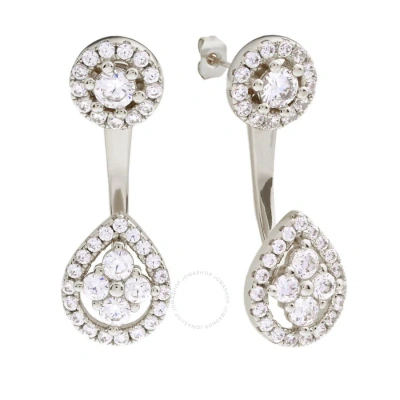 Elegant Confetti Women's 18k White Gold Plated Cz Simulated Diamond Ear Jacket Earring