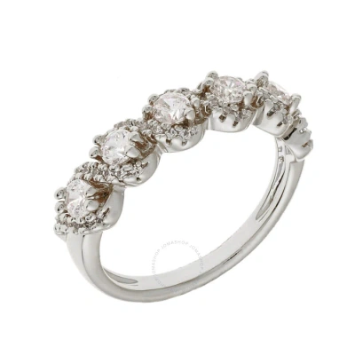 Elegant Confetti Women's 18k White Gold Plated Cz Simulated Diamond Half Eternity Ring Size 5 In Metallic
