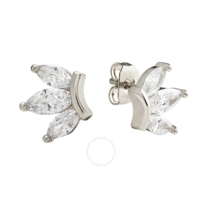 Elegant Confetti Women's 18k White Gold Plated Cz Simulated Diamond Lotus Stud Earrings