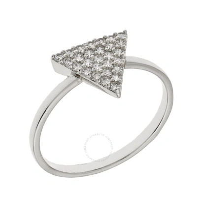 Elegant Confetti Women's 18k White Gold Plated Cz Simulated Diamond Pave Stackable Triangle Ring Siz In Metallic