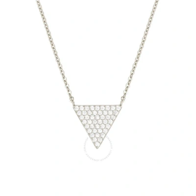 Elegant Confetti Women's 18k White Gold Plated Cz Simulated Diamond Pave Triangle Pendant Necklace