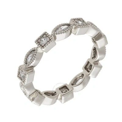 Elegant Confetti Women's 18k White Gold Plated Cz Simulated Diamond Stackable Eternity Ring Size 7 In Metallic