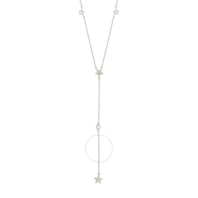 Elegant Confetti Women's 18k White Gold Plated Cz Simulated Diamond Star Drop Necklace