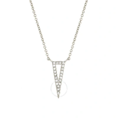 Elegant Confetti Women's 18k White Gold Plated Cz Simulated Diamond Triangle Pendant Necklace In Metallic