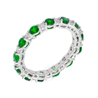 Elegant Confetti Women's 18k White Gold Plated Green Cz Simulated Diamond Stackable Eternity Ring Si