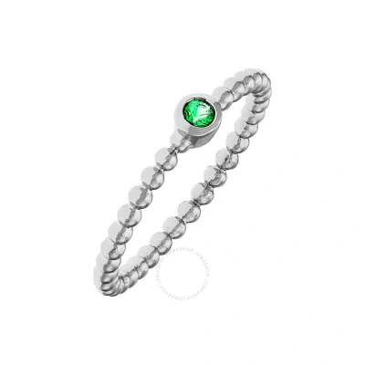 Elegant Confetti Women's 18k White Gold Plated Green Cz Simulated Diamond Stackable Ring Size 5