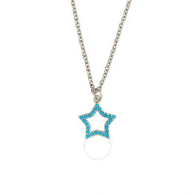 Elegant Confetti Women's 18k White Gold Plated Simulated Turquoise Star Pendant Necklace