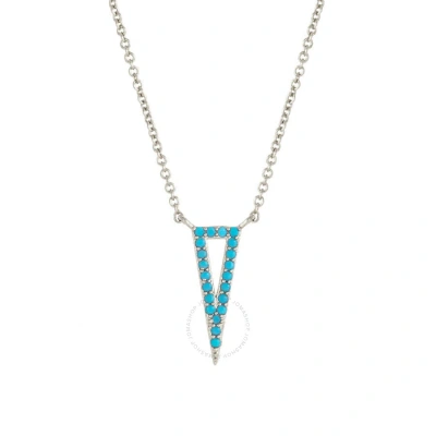 Elegant Confetti Women's 18k White Gold Plated Simulated Turquoise Triangle Pendant Necklace In Metallic