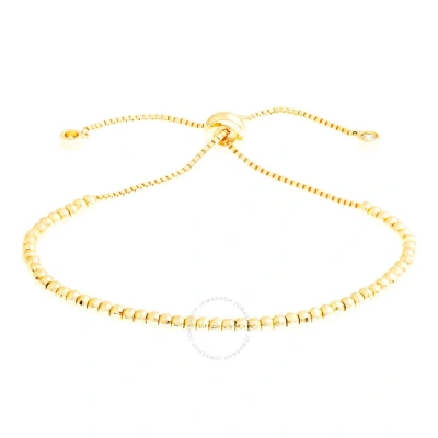 Elegant Confetti Women's 18k Yellow Gold Plated Cz Simulated Diamond Adjustable Bolo Beaded Bracelet