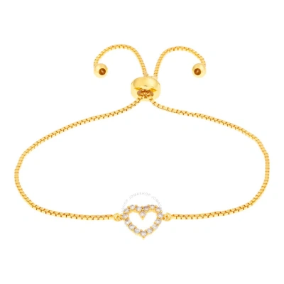 Elegant Confetti Women's 18k Yellow Gold Plated Cz Simulated Diamond Adjustable Bolo Heart Pendant B