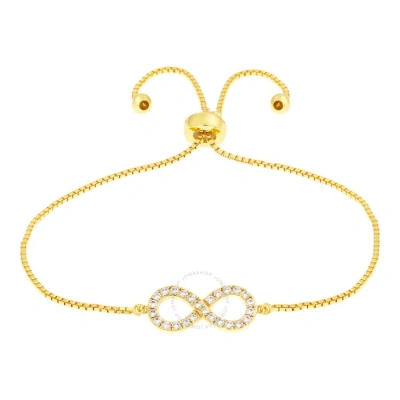 Elegant Confetti Women's 18k Yellow Gold Plated Cz Simulated Diamond Adjustable Bolo Infinity Pendan