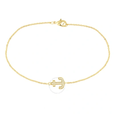 Elegant Confetti Women's 18k Yellow Gold Plated Cz Simulated Diamond Anchor Pendant Bracelet