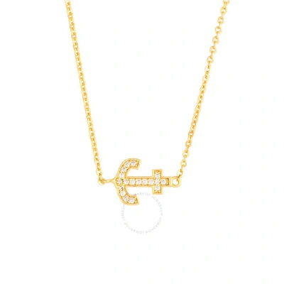 Elegant Confetti Women's 18k Yellow Gold Plated Cz Simulated Diamond Anchor Pendant Necklace