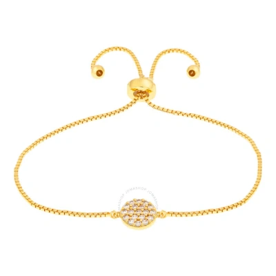 Elegant Confetti Women's 18k Yellow Gold Plated Cz Simulated Diamond Circle Adjustable Bolo Bracelet