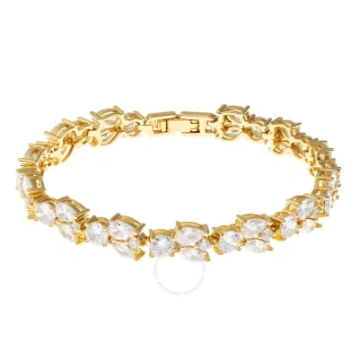 Elegant Confetti Women's 18k Yellow Gold Plated Cz Simulated Diamond Cluster Statement Bracelet