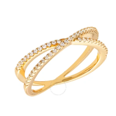 Elegant Confetti Women's 18k Yellow Gold Plated Cz Simulated Diamond Criss Cross Stackable Ring Size