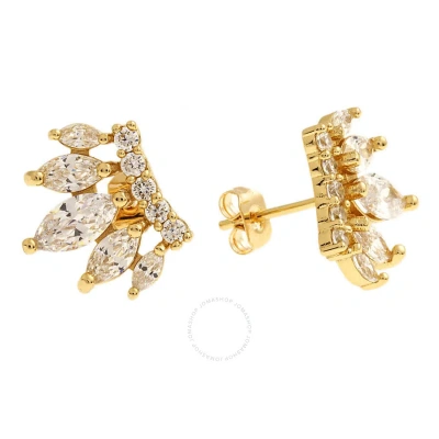 Elegant Confetti Women's 18k Yellow Gold Plated Cz Simulated Diamond Crown Stud Earrings