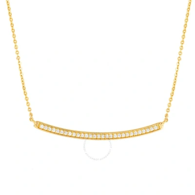 Elegant Confetti Women's 18k Yellow Gold Plated Cz Simulated Diamond Curved Bar Necklace