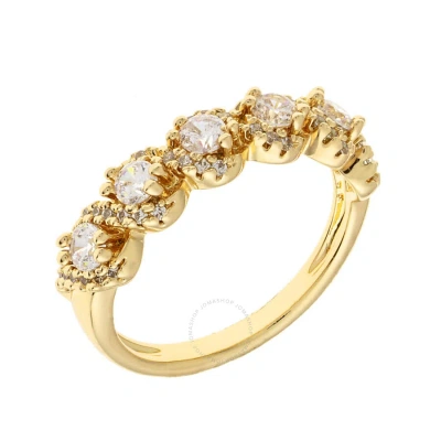 Elegant Confetti Women's 18k Yellow Gold Plated Cz Simulated Diamond Half Eternity Ring Size 5 In Neutral