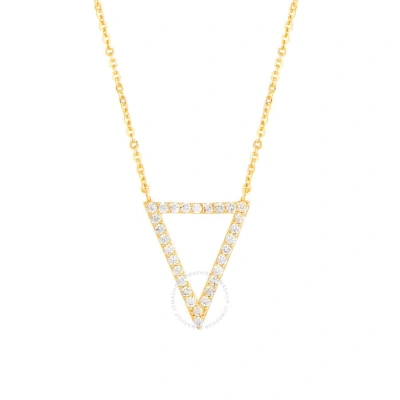Elegant Confetti Women's 18k Yellow Gold Plated Cz Simulated Diamond Open Triangle Pendant Necklace