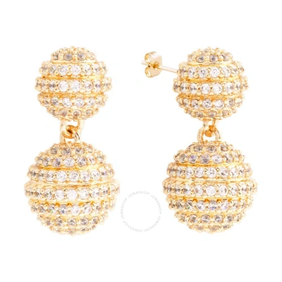Elegant Confetti Women's 18k Yellow Gold Plated Cz Simulated Diamond Pave Ball Drop Statement Earrin