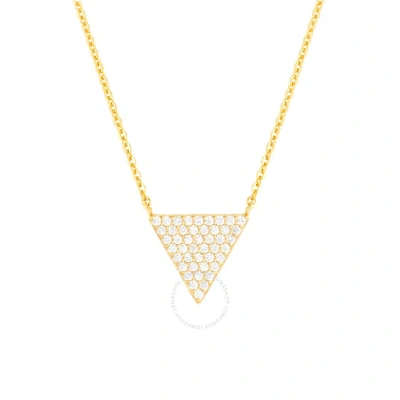 Elegant Confetti Women's 18k Yellow Gold Plated Cz Simulated Diamond Pave Triangle Pendant Necklace