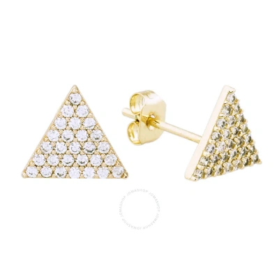 Elegant Confetti Women's 18k Yellow Gold Plated Cz Simulated Diamond Pave Triangle Stud Earrings