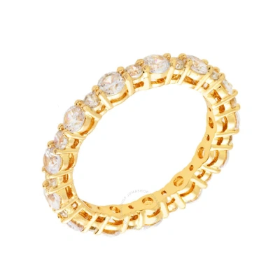 Elegant Confetti Women's 18k Yellow Gold Plated Cz Simulated Diamond Stackable Eternity Ring Size 5