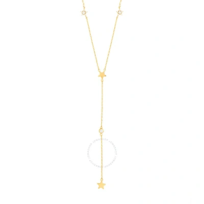 Elegant Confetti Women's 18k Yellow Gold Plated Cz Simulated Diamond Star Drop Necklace