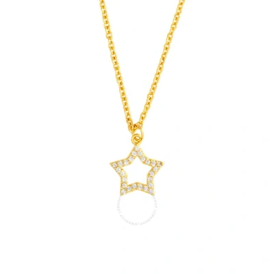 Elegant Confetti Women's 18k Yellow Gold Plated Cz Simulated Diamond Star Pendant Necklace