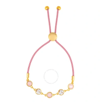 Elegant Confetti Women's 18k Yellow Gold Plated Pink And White Swarovski Crystal Adjustable Bolo Pin