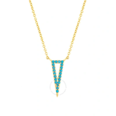 Elegant Confetti Women's 18k Yellow Gold Plated Simulated Turquoise Triangle Pendant Necklace