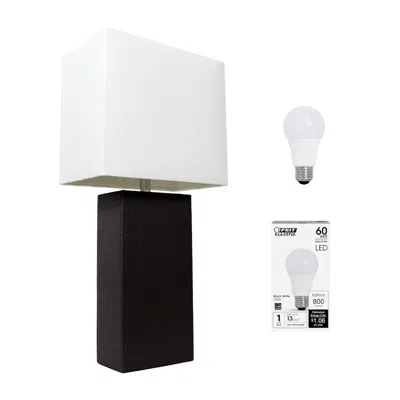 Elegant Designs 21" Modern Leather Wrapped Table Lamp