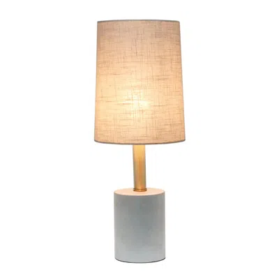 Elegant Designs Cement Table Lamp With Antique Brass Detail, Khaki