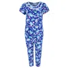 Elegant Emily Women's Blue Floral Capri Sleep Set In Blue